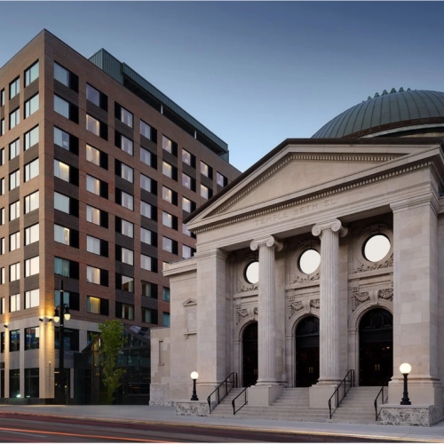 The beautifully restored Bonstelle Playhouse adjacent to AC Detroit & Conservatory